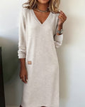Carrie | V-Ausschnitt Strickpullover-Kleid