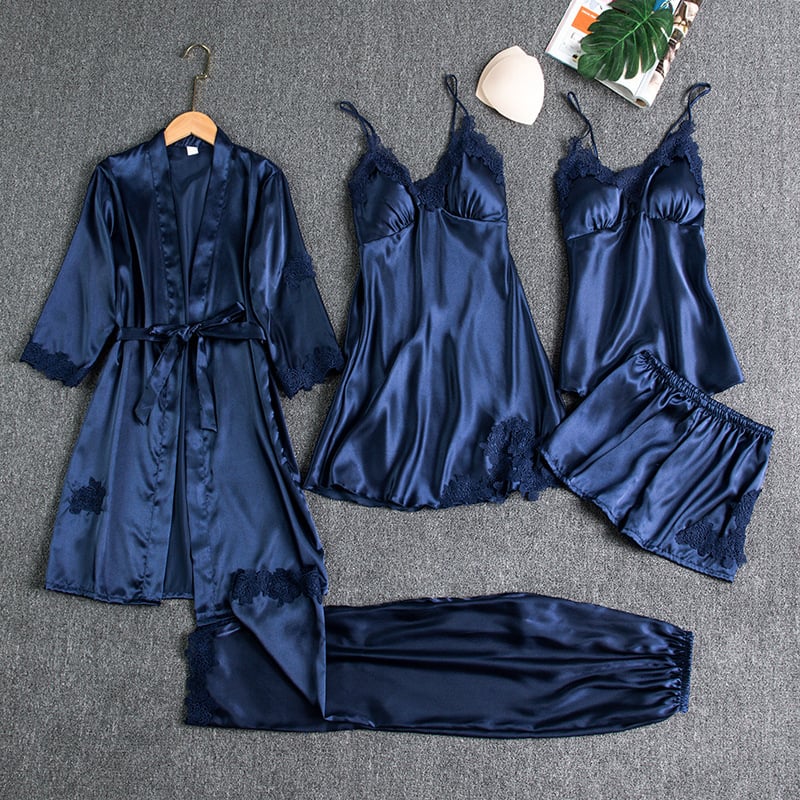 Lella | Fünfteiliges Seiden-Nachtwäsche-Set