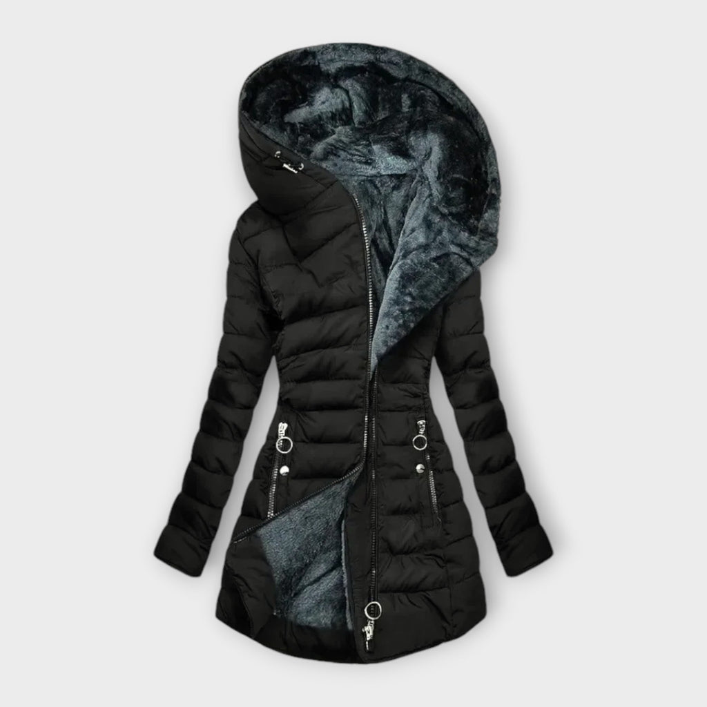 Marian | Slim-Fit Wintermantel mit Fellkapuze