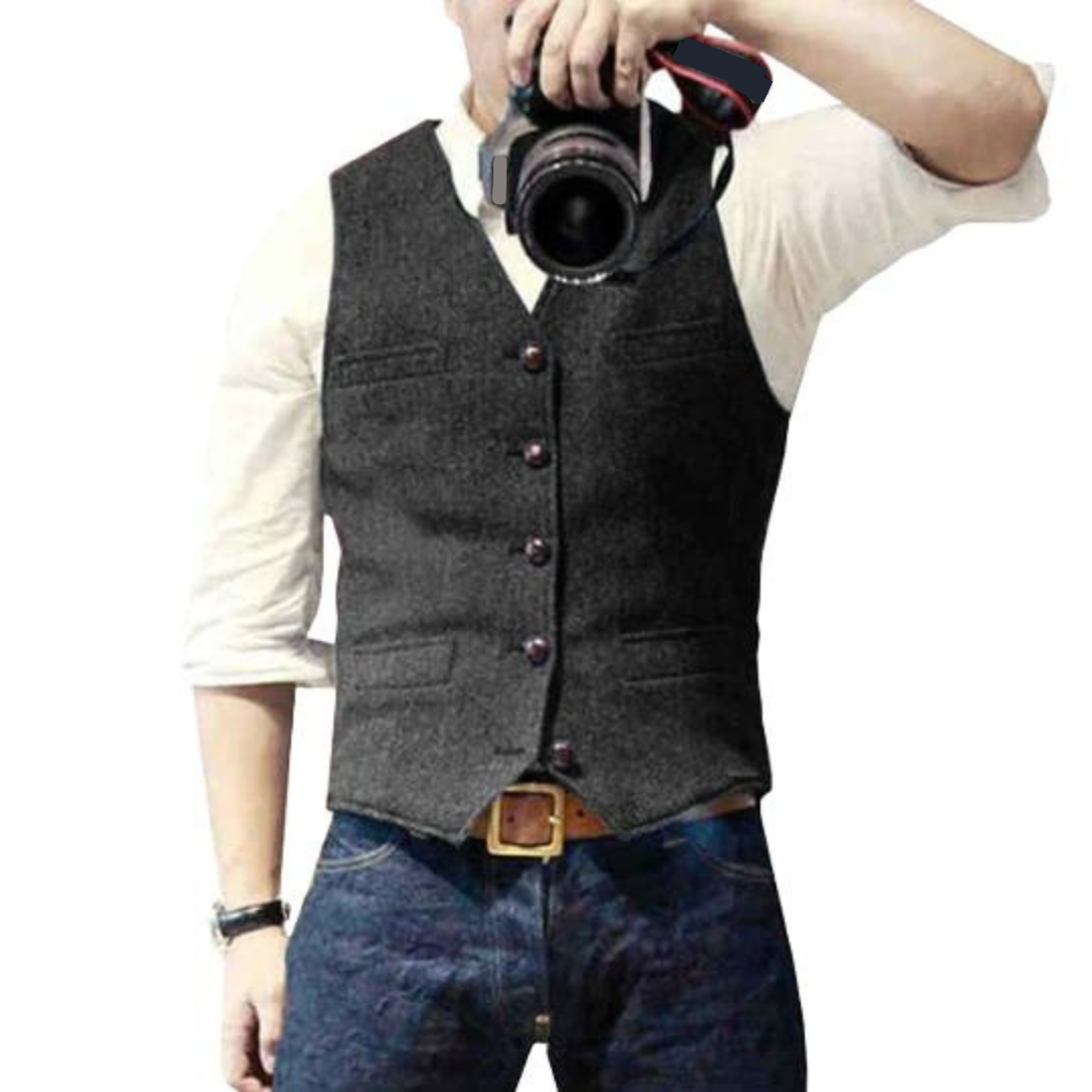 Jeremy | Wollgemischte Denim-Weste