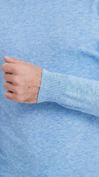 Vincent | Hellblauer Halbpolo-Pullover