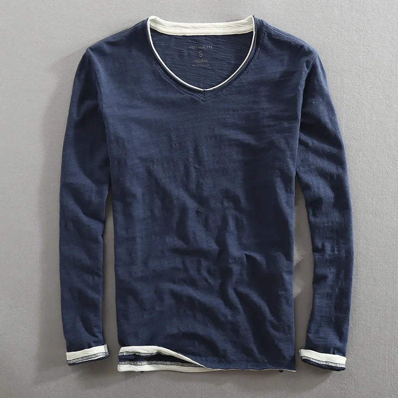 Bastian | Langarm V-Ausschnitt T-Shirt