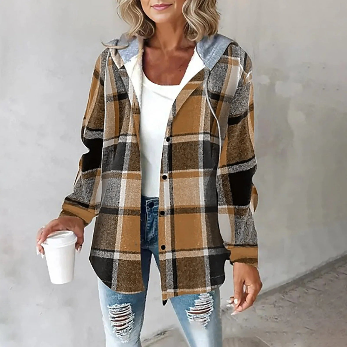 Maia | Karierte Jacke mit Lockerer Passform und Kapuze