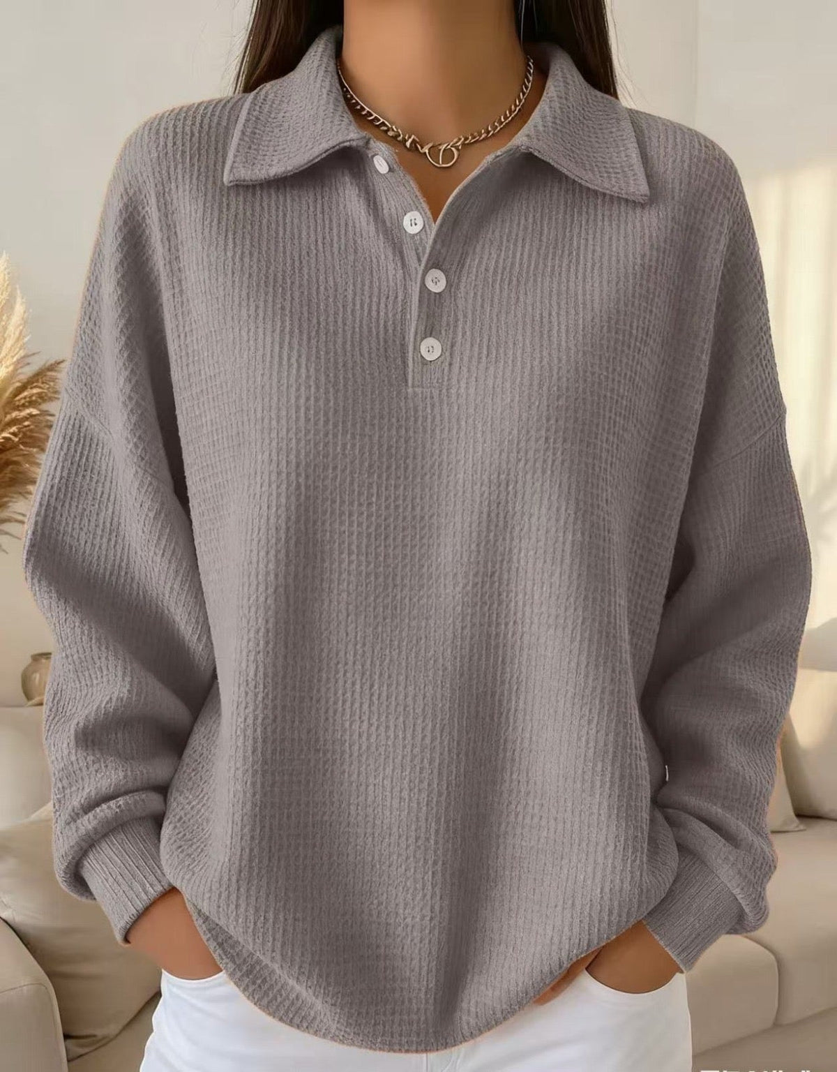 Mylene | Strukturierter Polo-Pullover