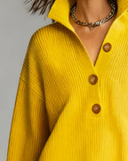 Labelle | Geknöpfter Strickpullover mit Stehkragen