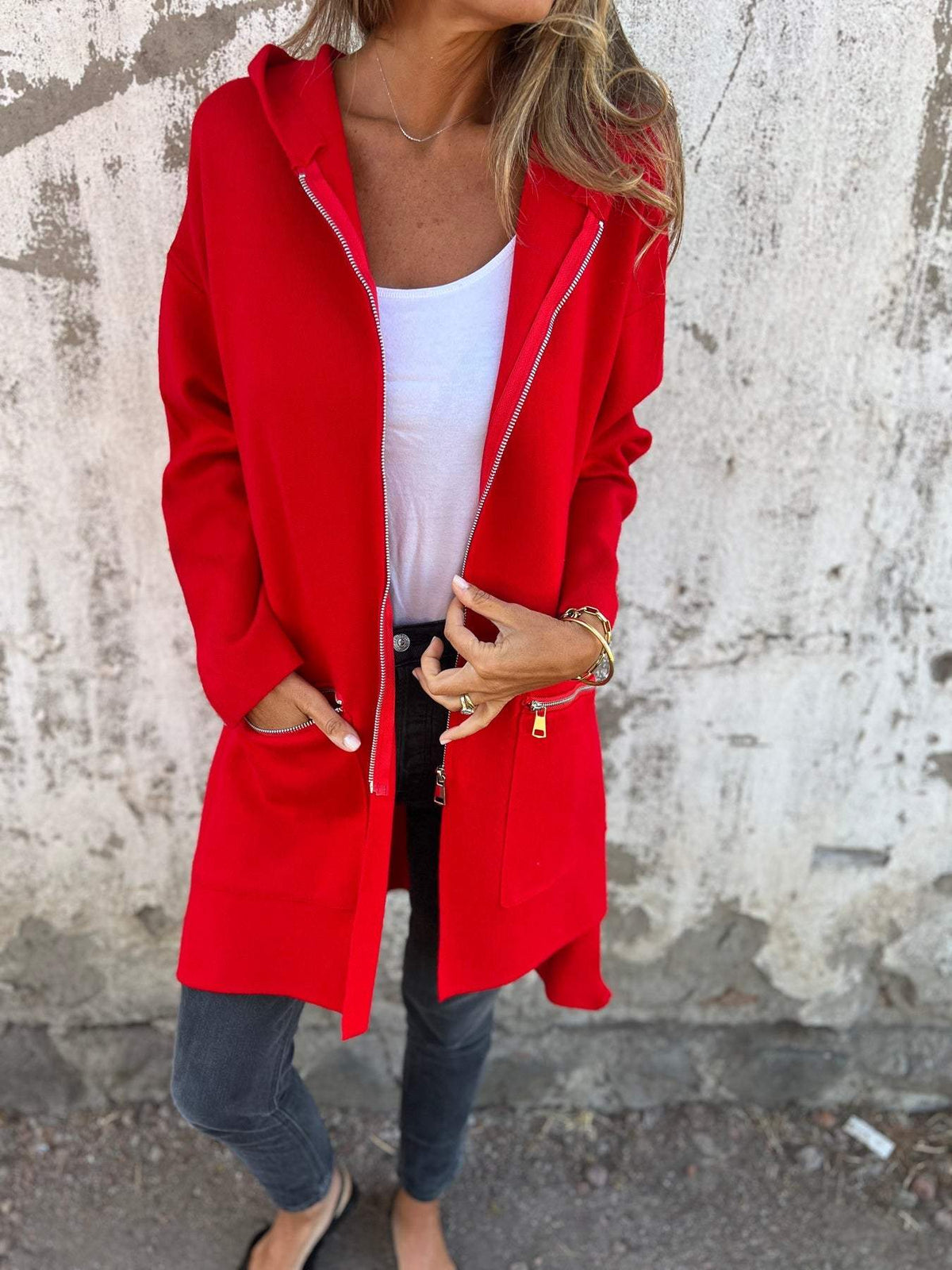 Lena | Langärmlige Strickjacke mit Reißverschluss